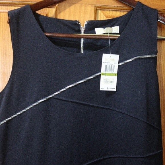 Michael Michael Kors Navy Blue Bodycon Dress Zip Detail Edgy Career NWT 14 - Picture 10 of 12